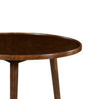 Close-up of side table edge, rich wood finish.
