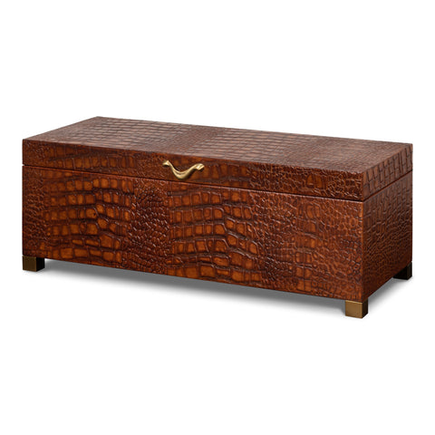 Croc Leather Box in Cognac