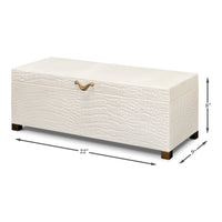 Croc Leather Box in Ivory with Brass Handle
