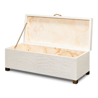 Croc Leather Box in Ivory with Brass Handle