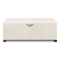 Croc Leather Box in Ivory with Brass Handle