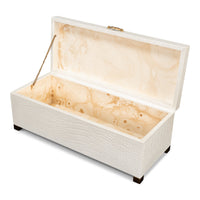Croc Leather Box in Ivory with Brass Handle