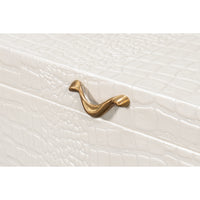 Croc Leather Box in Ivory with Brass Handle