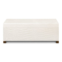 Croc Leather Box in Ivory with Brass Handle