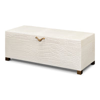 Croc Leather Box in Ivory with Brass Handle