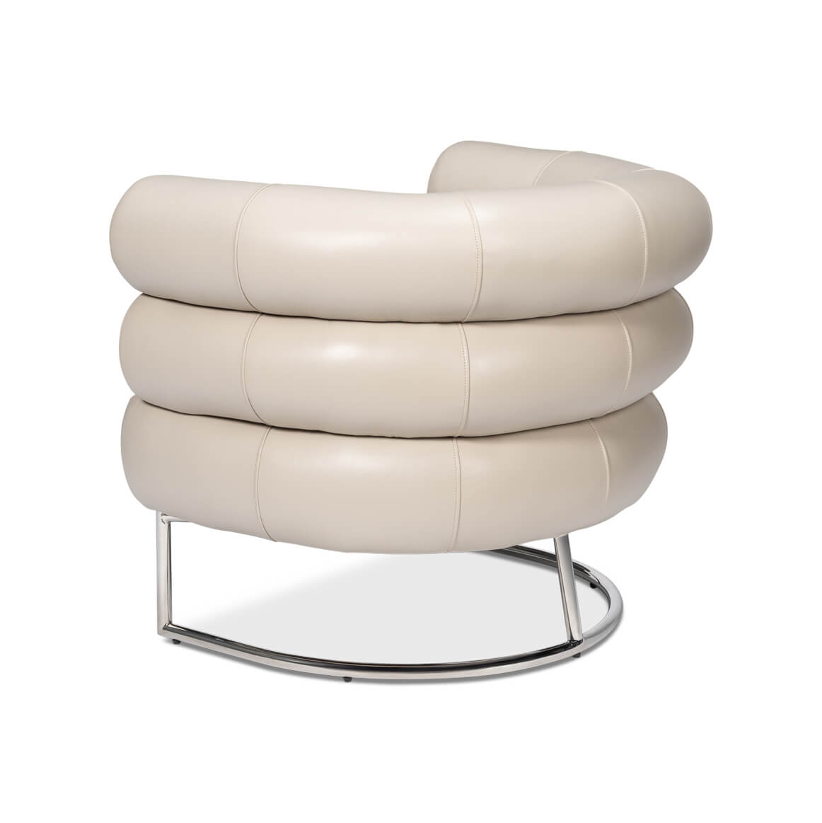 Rear angled view of leather accent chair.