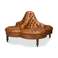 Leather lobby sofa, side perspective.