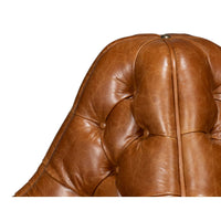 Top section of leather lobby sofa, close-up.