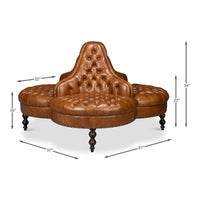 Lobby sofa with dimensions, full view.