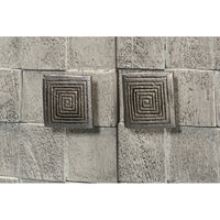 Close-up of Cubist sideboard square door handles.