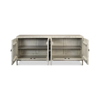 Open Cubist sideboard showing interior shelves.
