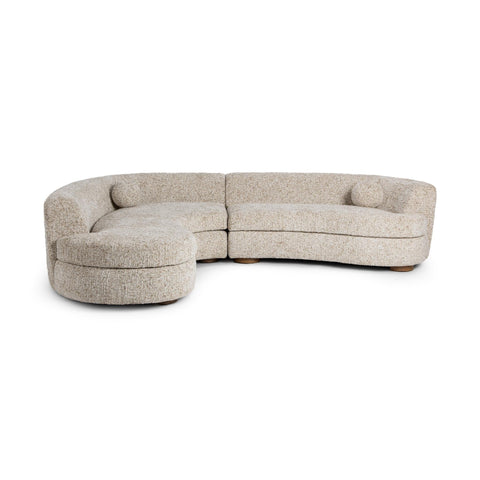 Two-Piece Textured Sectional With Curved Back - Beige