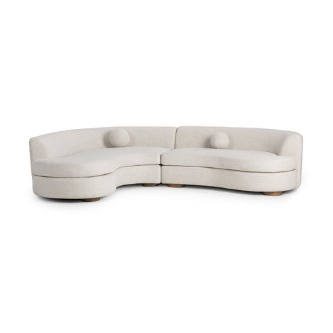 Two-Piece Curved Bouclé Sectional Sofa - Ivory