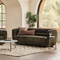 Curved Tuxedo Sofa - Olive Green, view 7
