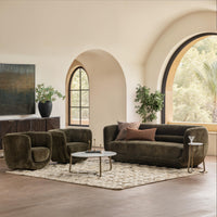 Curved Tuxedo Sofa - Olive Green, view 8