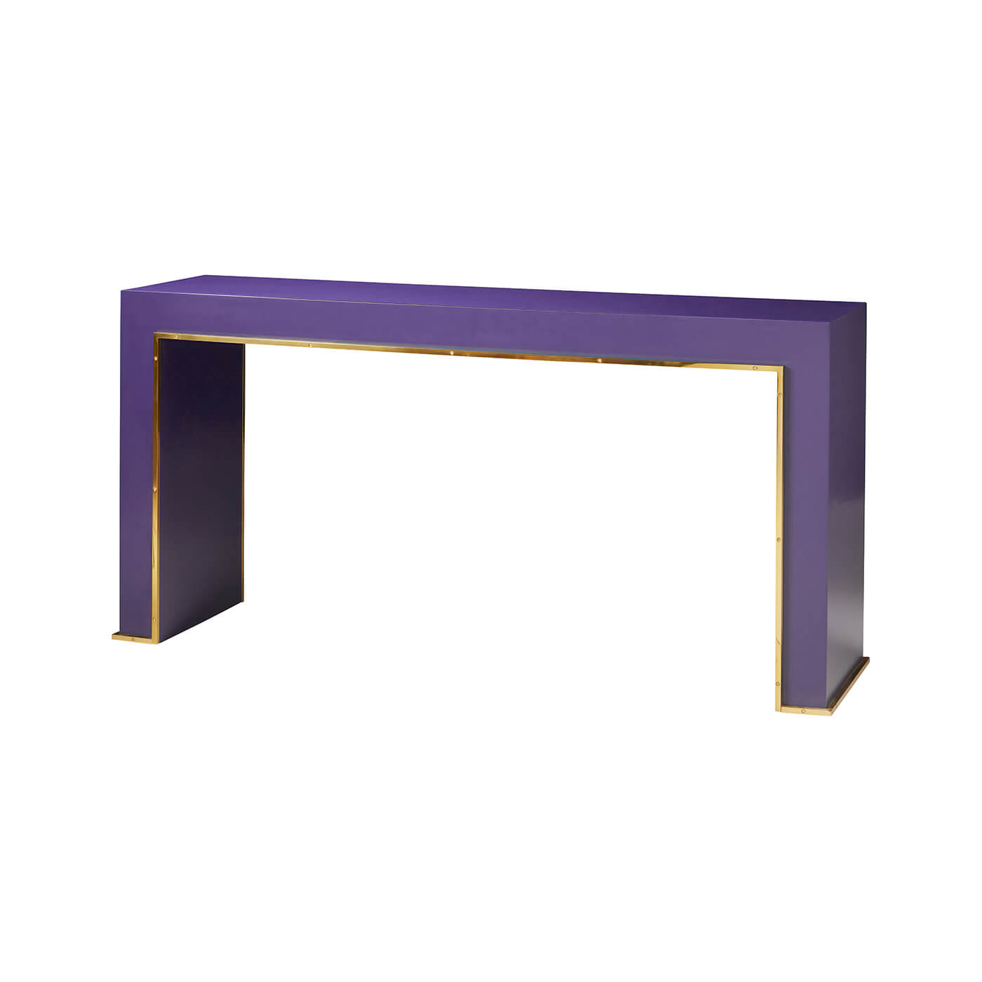 Purple modern painted console table with gold accents
