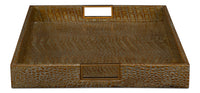 Croc Leather Tray in Antique Green