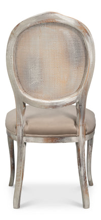Louis XV Cane Back Dining Chairs in Gray with Taupe Seats, Sets of 2 - view 4