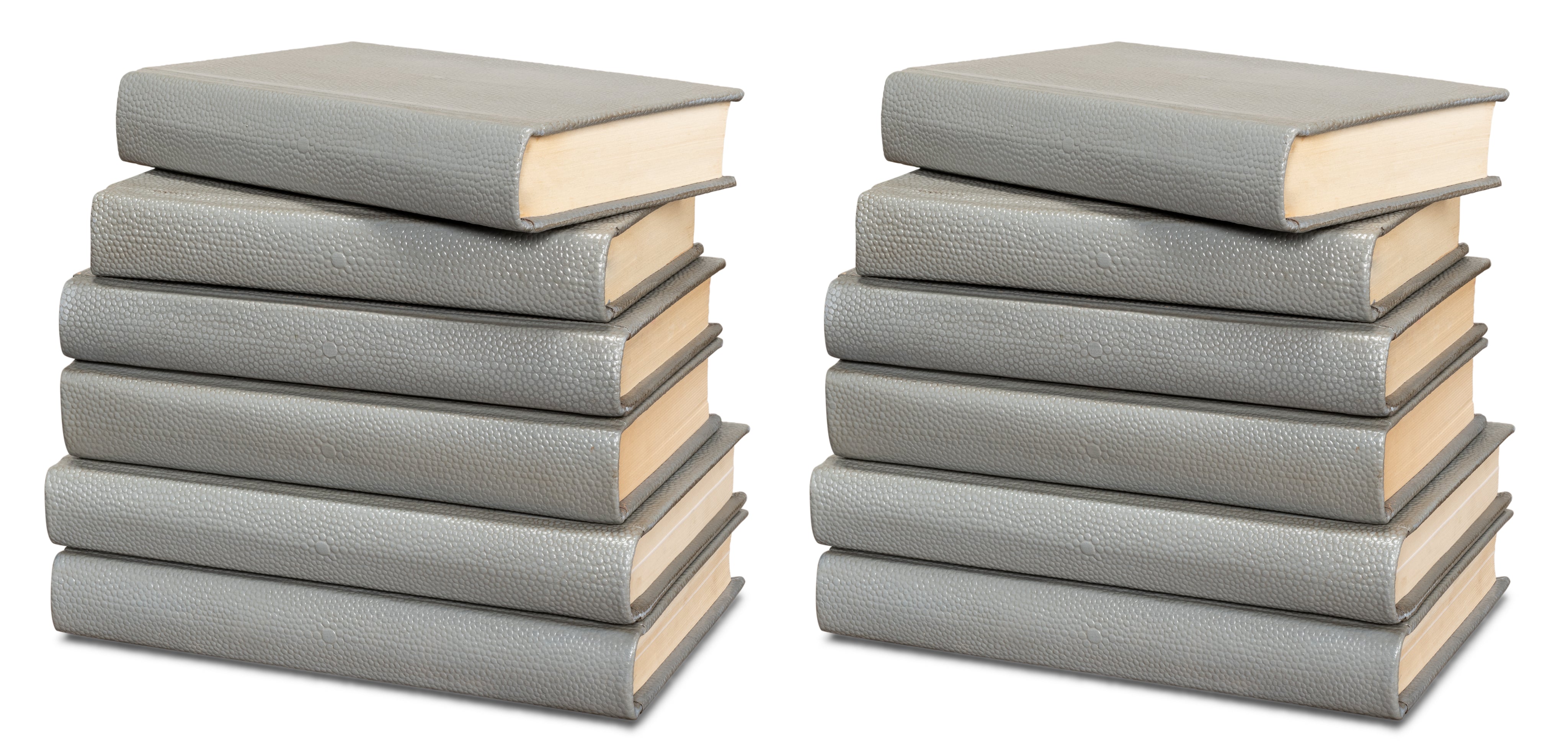 Shagreen Book Set of 12 in Storm Gray, Pebbled Leather
