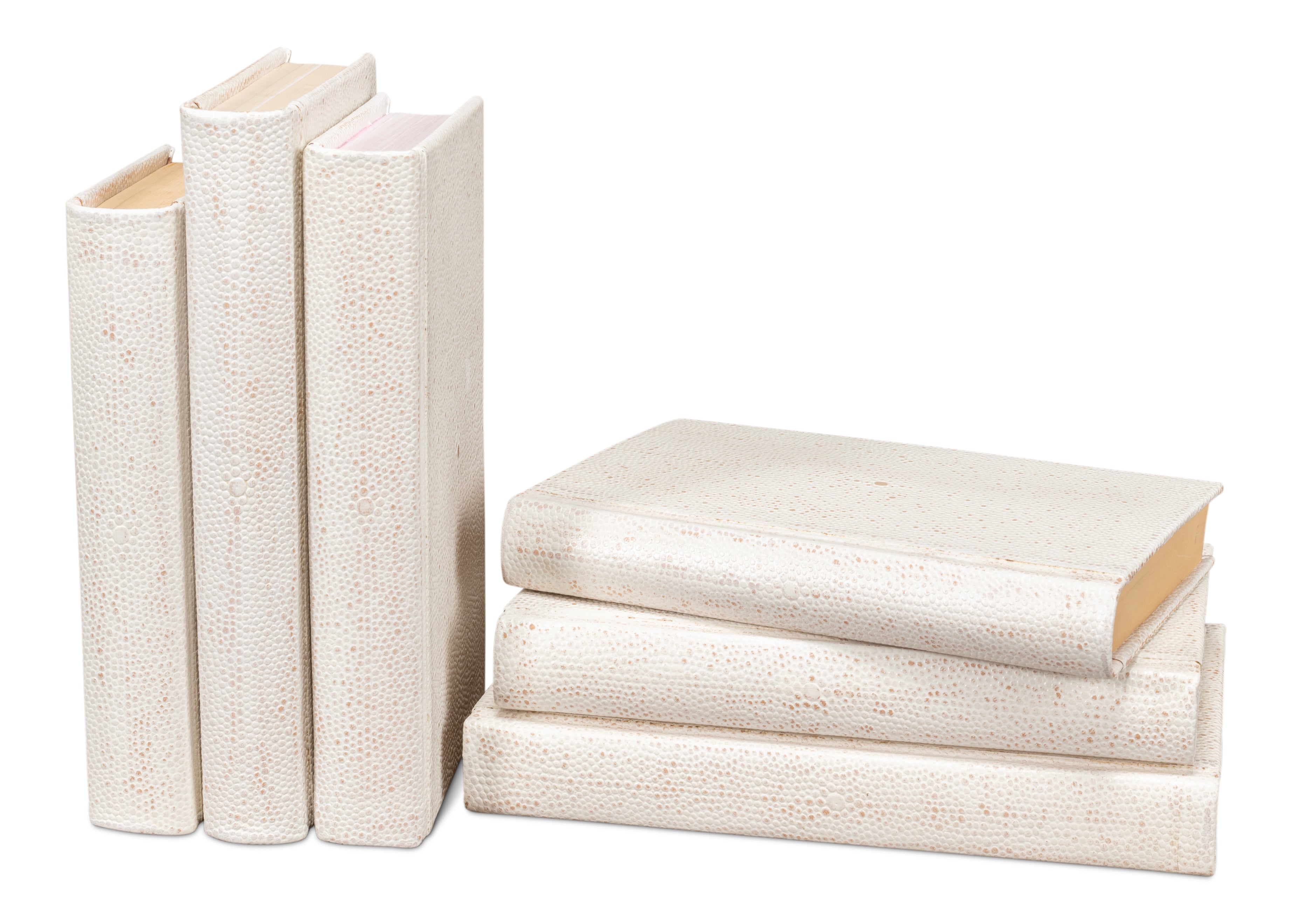 Ivory Book Set in Shagreen-Embossed Leather, Set of 12 - view 6