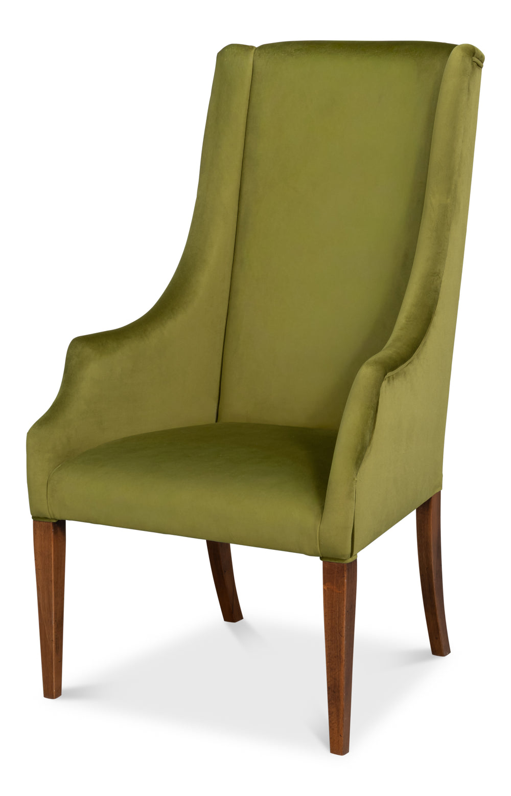 Sloped Arm Green Velvet Dining Chair in Olive, Host Chair