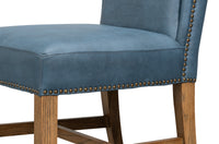 Blue Leather Wingback Dining Chairs, High Back, Sets of 2 - view 8
