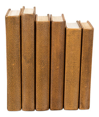 Shagreen Embossed Tan Book Set in Tawny Brown, Set of 12 - view 3
