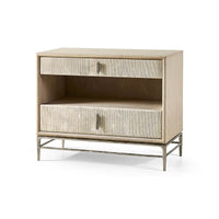 Danish cord nightstand with open shelf, angled view.