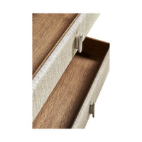 Open drawers of Danish cord nightstand, interior view.