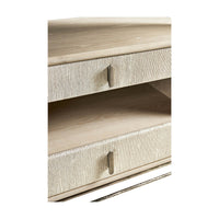 Close-up of Danish cord nightstand drawer handles.