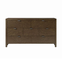 Front view of dark ash dresser with all drawers closed.