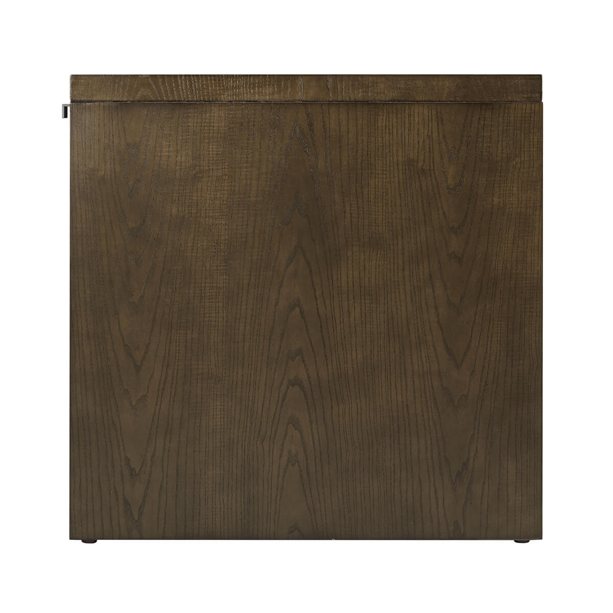 Side panel of dark ash desk showing wood texture.