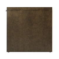 Side panel of dark ash desk showing wood texture.