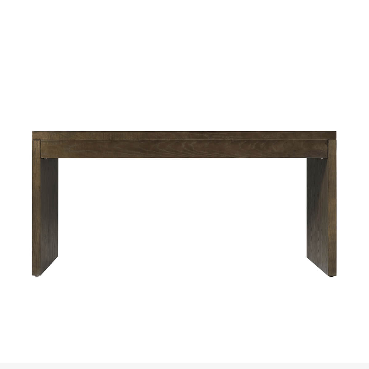 Back view of dark ash modern desk, seamless design.