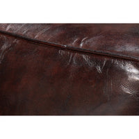 Close-up texture of dark brown leather cube stool.
