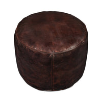 Overhead view of dark brown round stool.