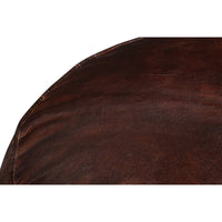 Close-up of leather surface texture on top.