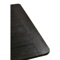Close-up of dining table edge detailing.