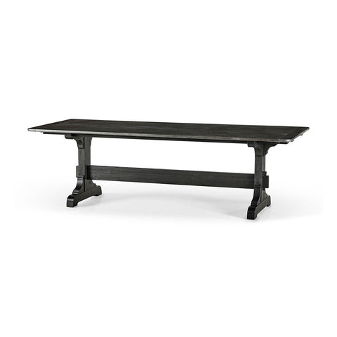 Dark European Ash Trestle End Dining Table