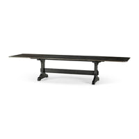 Dining table, elevated perspective, hardwood construction.
