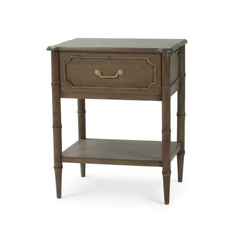 Dark Finish Faux Bamboo Hollywood Regency End Table