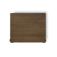 Top view of faux bamboo end table surface.