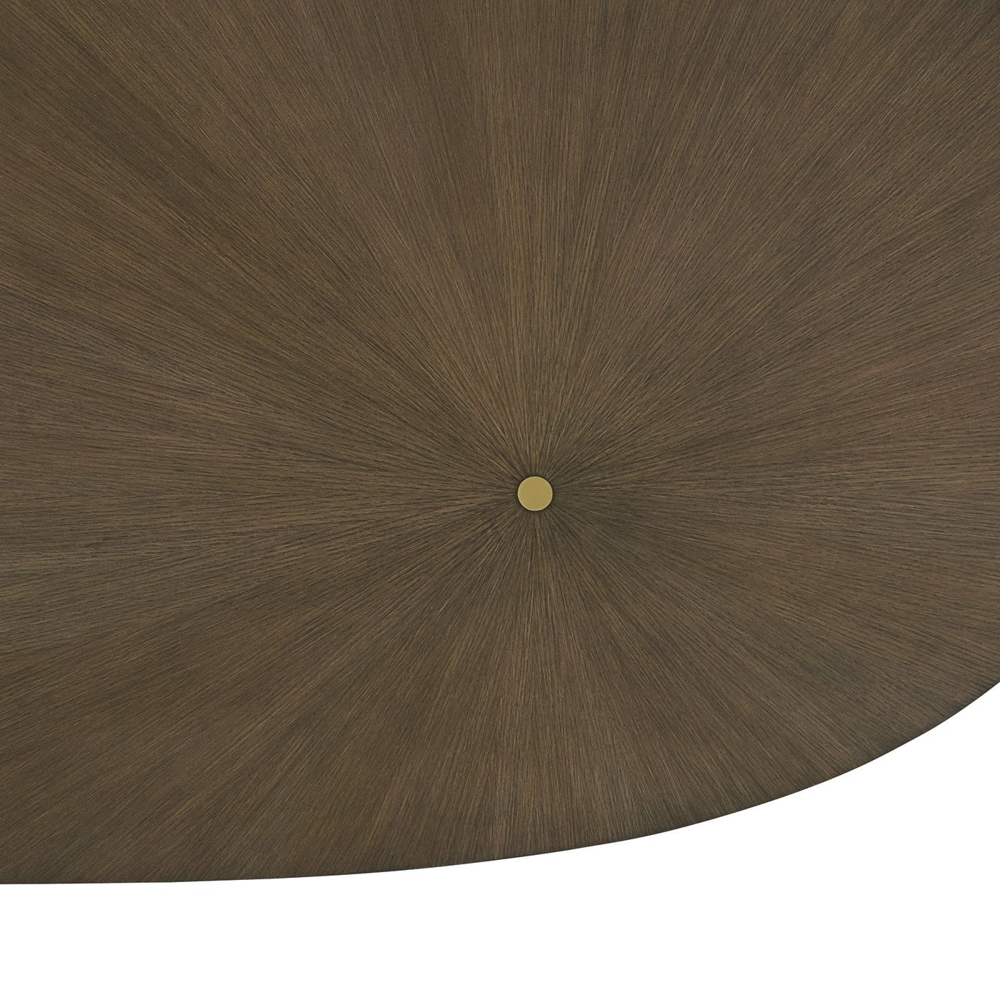 Close-up detail of wood pattern on oval dining table.