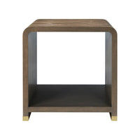 Front view of dark waterfall side table.
