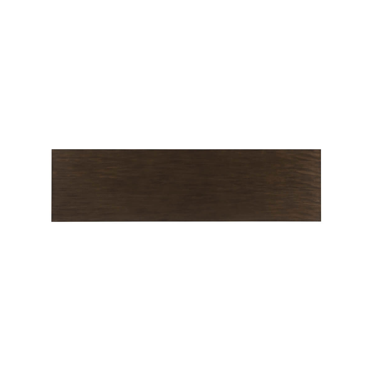 Top view of dark mid-century credenza surface.