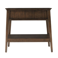 Back view of dark mid-century nightstand.