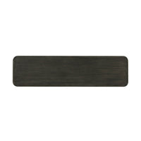 Top view of dark oak console table surface.