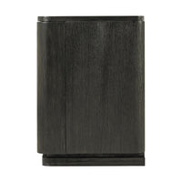 Side view of dark oak modern media console.