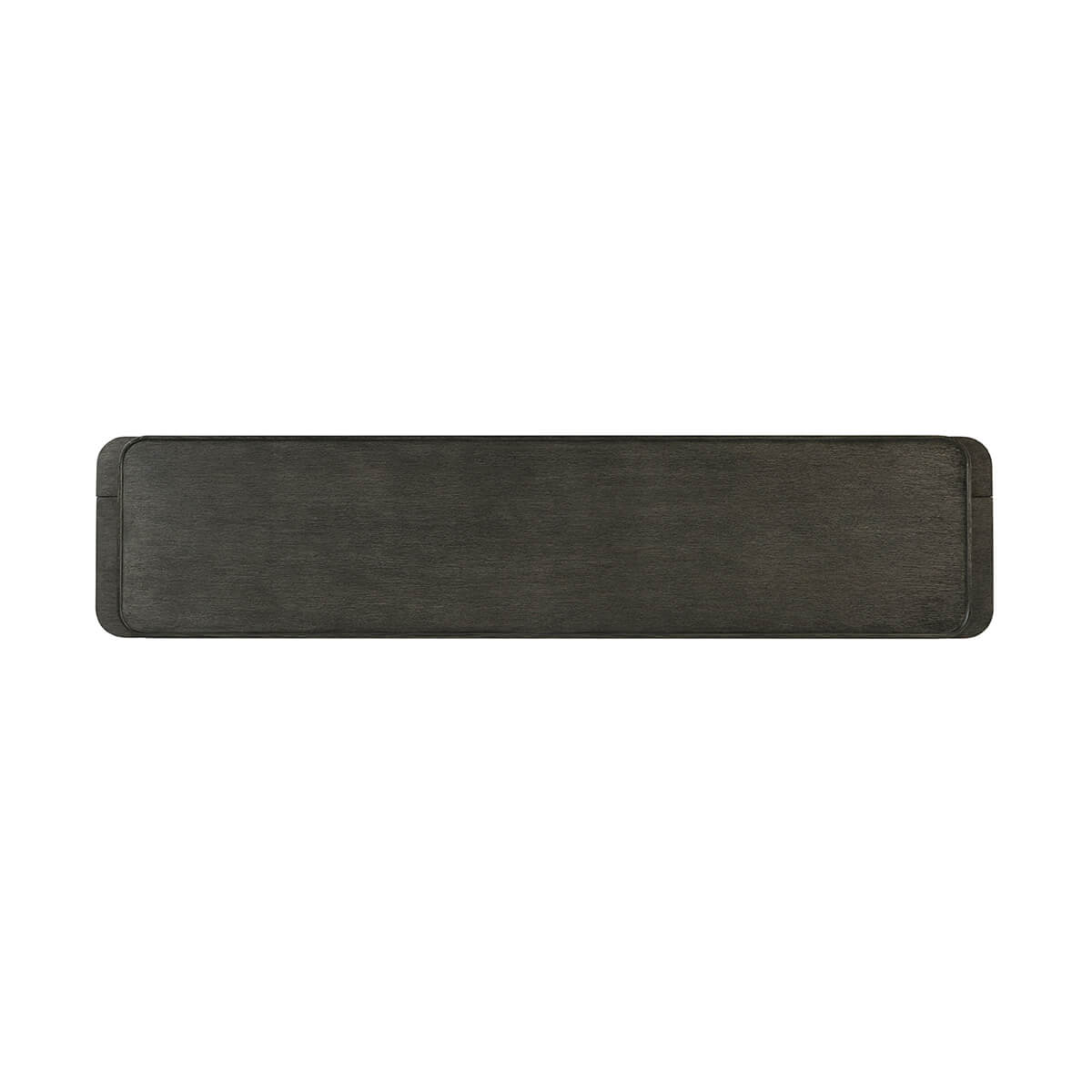 Dark oak buffet, top view.