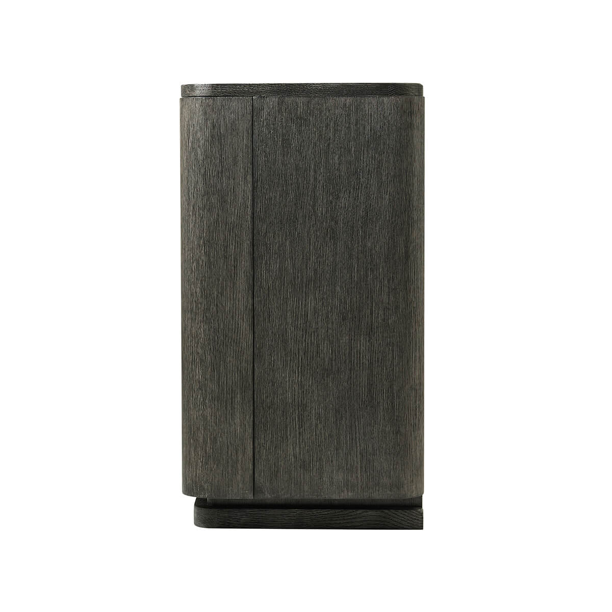 Dark oak buffet, side view, closed.